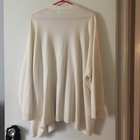 ESKANDAR 100% Cashmere Ivory Oversized V Neck Cardigan One Size - Picture 3 of 6
